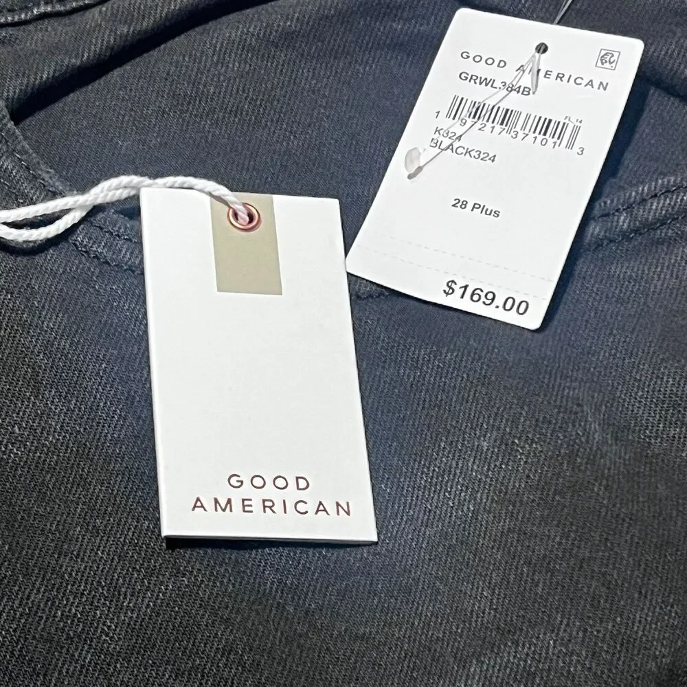 NWT Good American Good Ease Relaxed Jeans Size 28 Plus Black High Rise Wide Leg - Picture 5 of 13